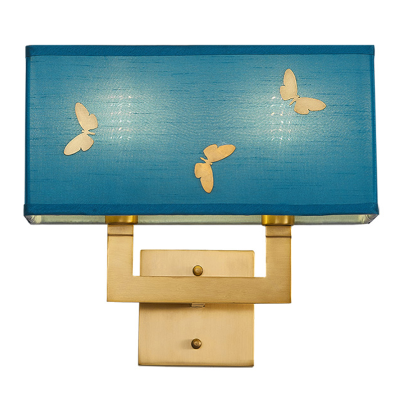 Бра с бабочками Butterflies Blue Background Wall Lamp 2 Латунь Бирюзовый в Сочи | Loft Concept 