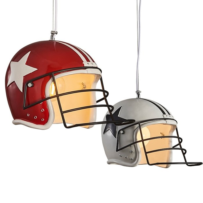 Подвесной светильник Sport Helmet Pendant Белый Красный в Сочи | Loft Concept 