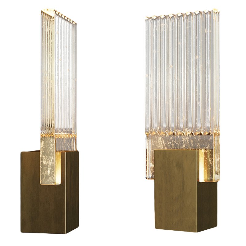 Бра PLEATED GLASS SCONCE Прозрачный (Transparent) Латунь в Сочи | Loft Concept 