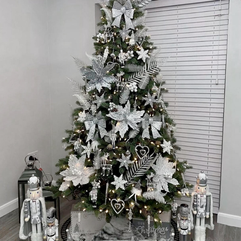 Дизайнерская Елка с Серебряным Декором Christmas Tree Silver Flowers Серебряный Зеленый в Сочи | Loft Concept 