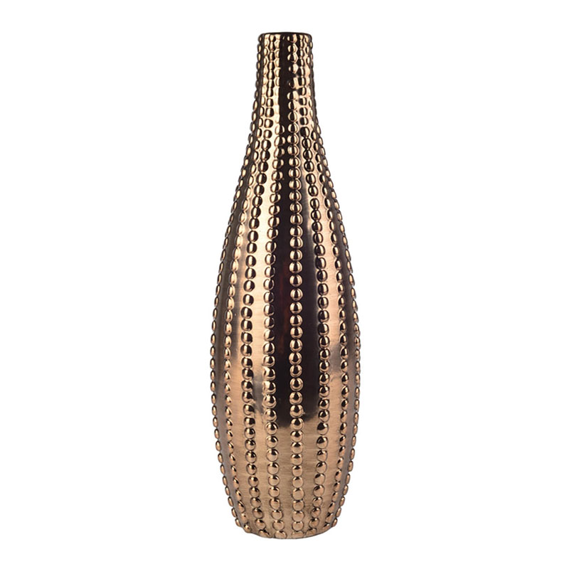 Ваза Ribbed Vase Narrow Throat bronze-gold 34  в Сочи | Loft Concept 