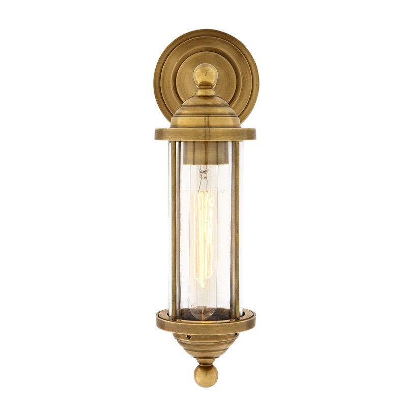 Бра Eichholtz Wall Lamp Clayton Brass Латунь Прозрачное Стекло в Сочи | Loft Concept 