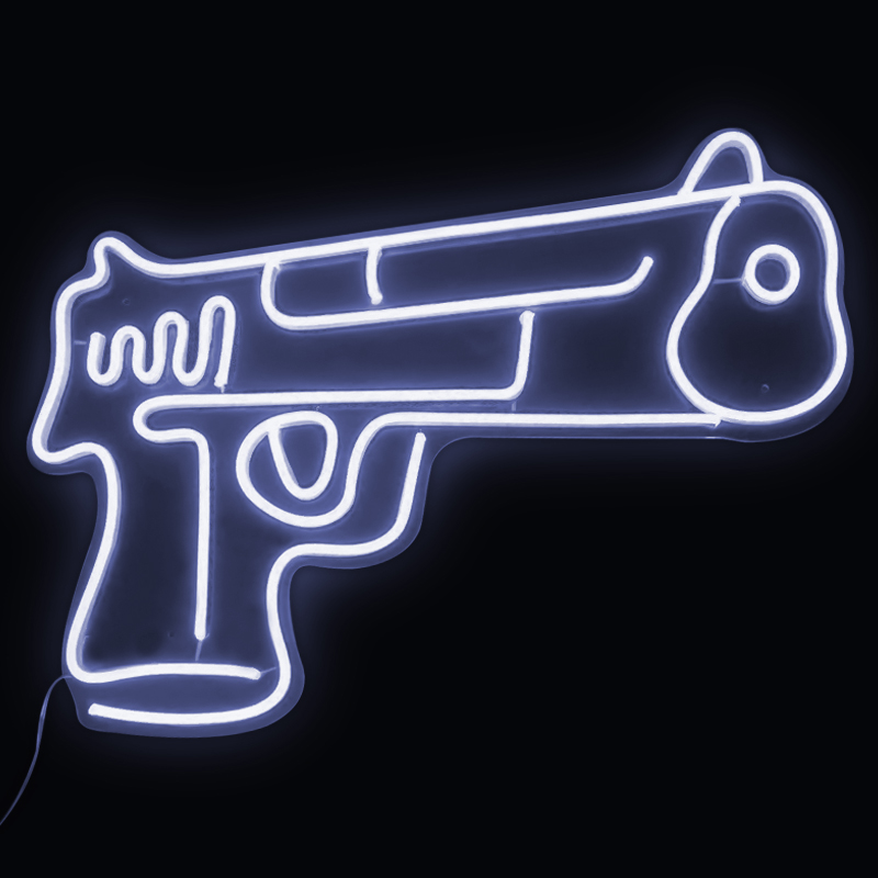 Неоновая настенная лампа Gun Neon Wall Lamp Белый Прозрачный в Сочи | Loft Concept 