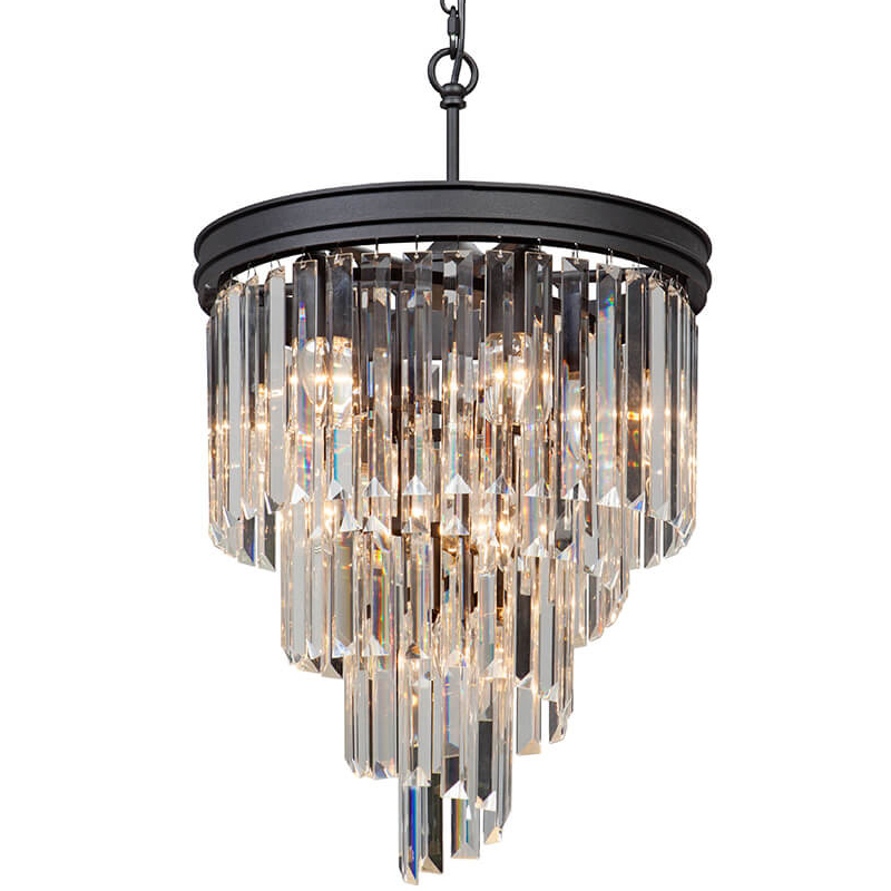 Люстра Odeon Chandelier Helix Black каскад прозрачное стекло  D 48 Прозрачное Стекло Черный матовый в Сочи | Loft Concept 