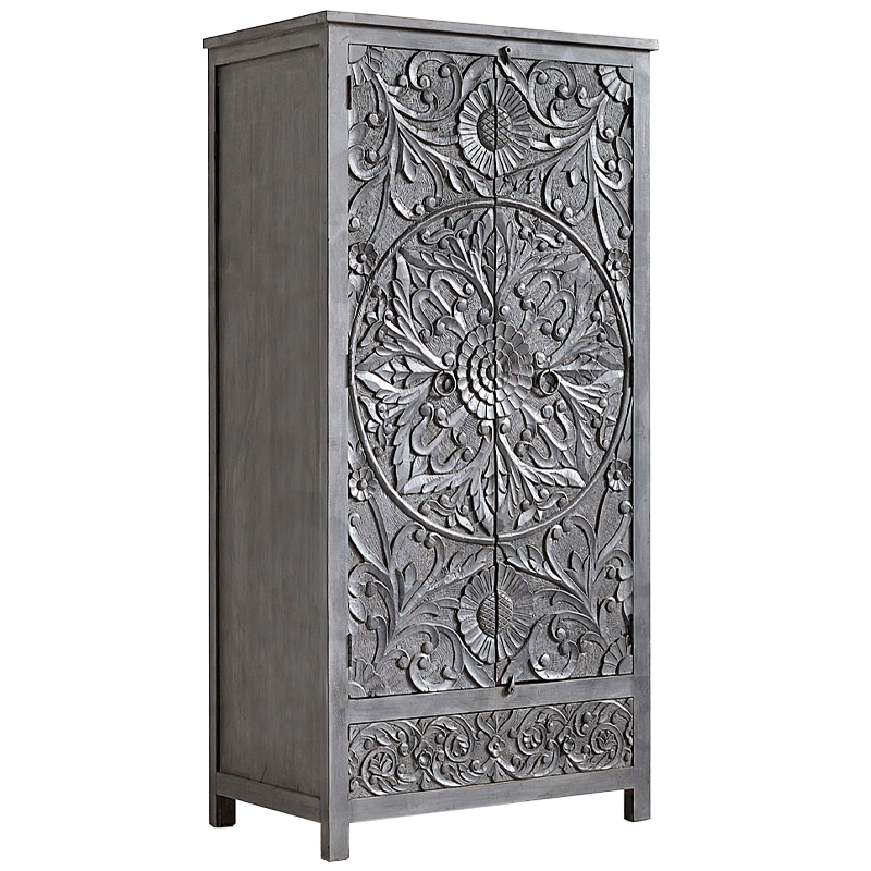 Шкаф Indian Antique White Furniture Cupboard Devan серый Серый в Сочи | Loft Concept 