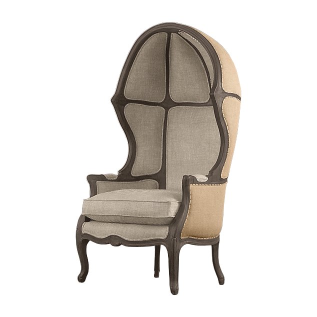 Кресло купол RH Versailles Domed Burlap Backed Chair ivory ( слоновая кость ) Серый Дерево Акация в Сочи | Loft Concept 