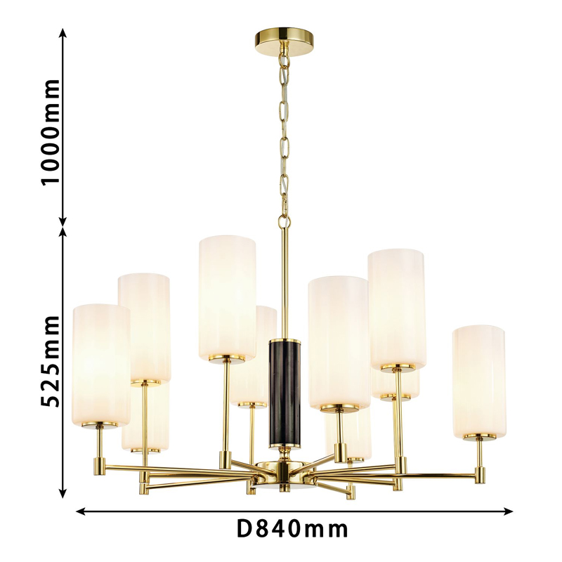 Люстра цвета золота с белыми матовыми плафонами Hovering D84 см в Сочи