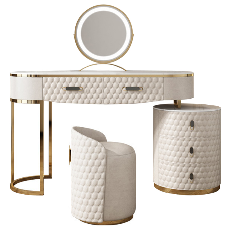 Трельяж Kathryn Bedroom Dressing Table White Белый Глянцевое золото Белый Мрамор Bianco в Сочи | Loft Concept 