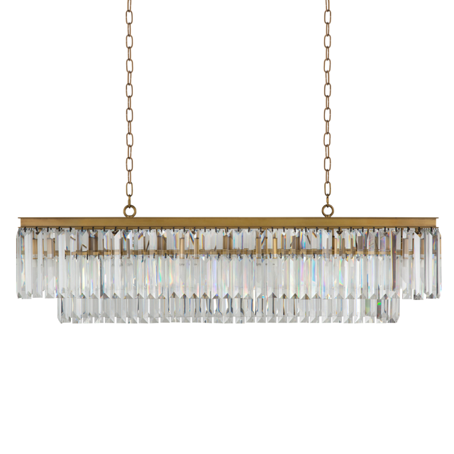 Люстра RH 1920s Odeon Clear Gold Square Chandelier Прозрачное Стекло Латунь в Сочи | Loft Concept 