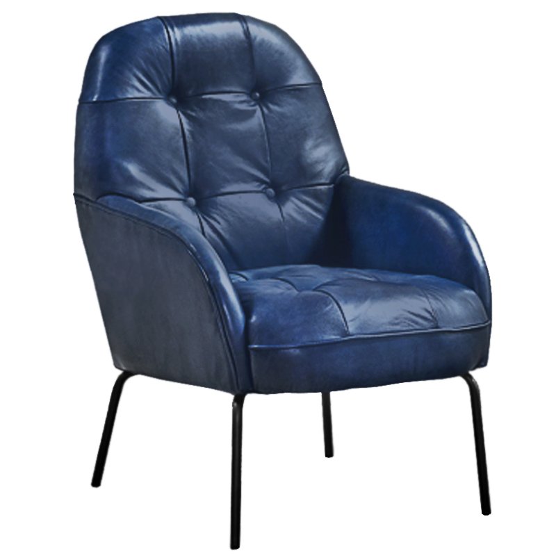 Кресло SHAPKIN LEATHER ARM CHAIR BLUE Синий Черный в Сочи | Loft Concept 