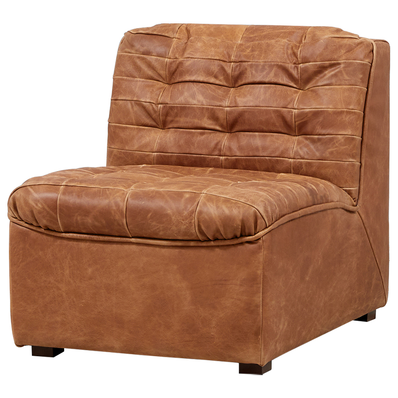 Модульное кожаное кресло Maxence Lounge Leather Armchair Коричневый в Сочи | Loft Concept 