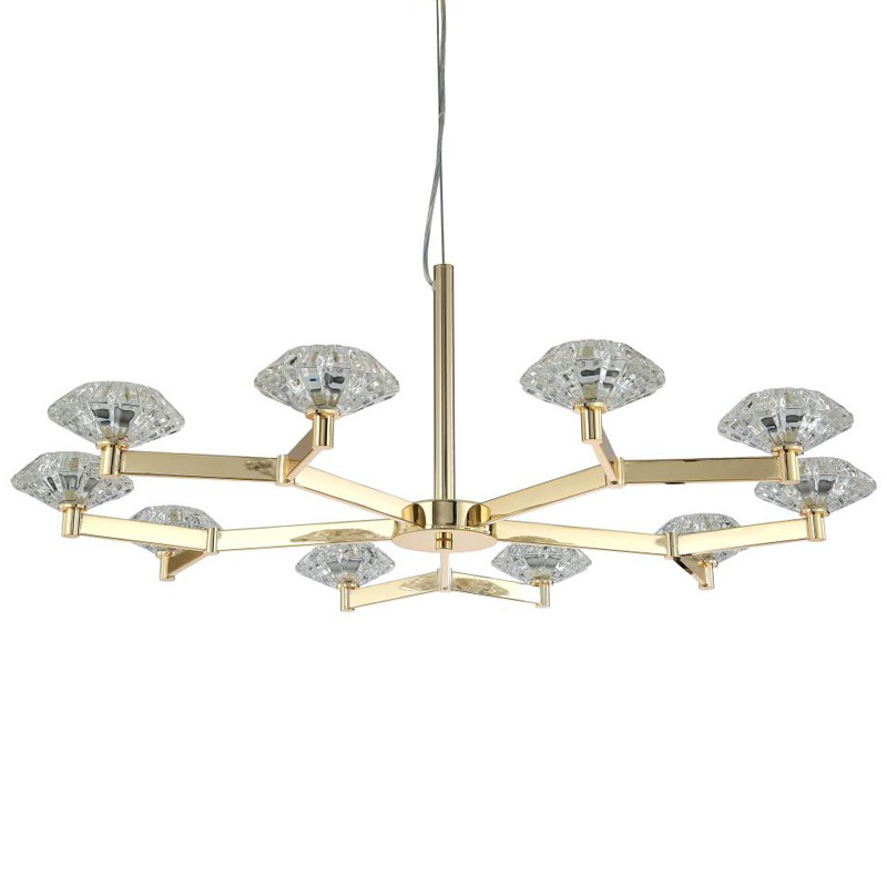 Люстра Yerker Chandelier Gold 10 Глянцевое золото Прозрачный в Сочи | Loft Concept 