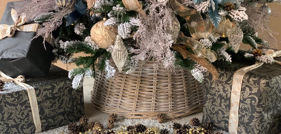 Дизайнерская Ель Голубой и Бежевый Декор Blue and Beige Decor - фото №1