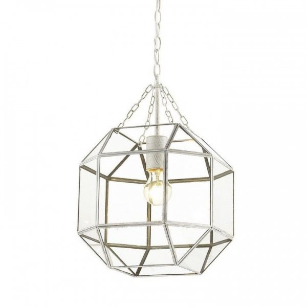 Подвесной светильник Glass & Metal Cage Pendant White Белый в Сочи | Loft Concept 