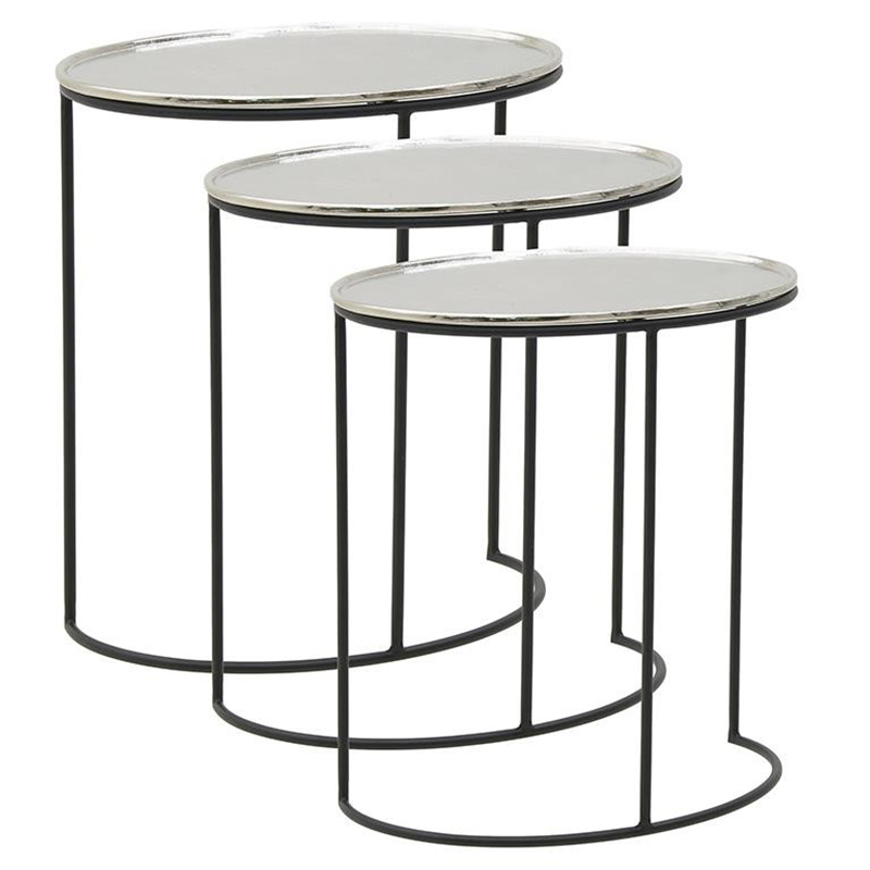 Комплект из 3-х приставных столов Heather Side Tables Черный Серебряный в Сочи | Loft Concept 