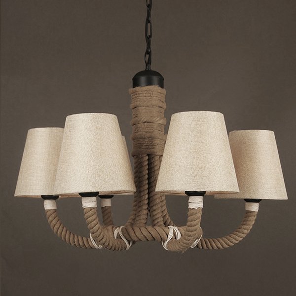 Люстра Rattan Chandelier Loft Rope Light Черный в Сочи | Loft Concept 