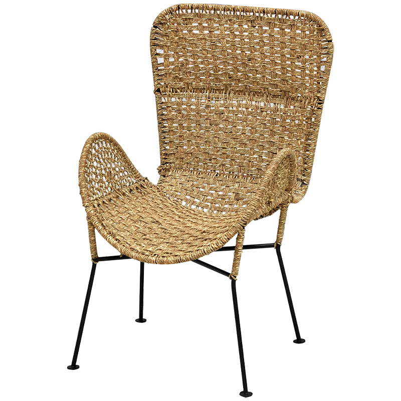 Плетеный стул на металлических ножках Tong Wicker Chair Коричневый Черный в Сочи | Loft Concept 