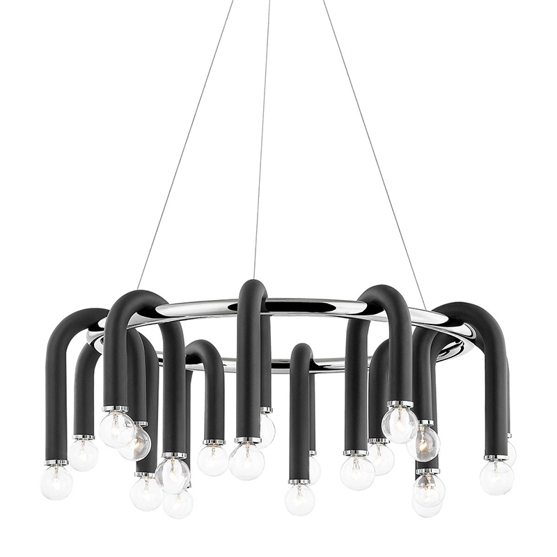 Люстра Paulson floppy chandelier round chrome Черный Хром в Сочи | Loft Concept 