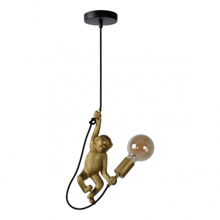 Подвесной светильник Monkey holding a light bulb Черный Золотой в Сочи | Loft Concept 