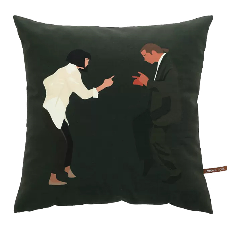 Декоративная подушка Pulp Fiction Dance Cushion Зеленый Бежевый Черный в Сочи | Loft Concept 