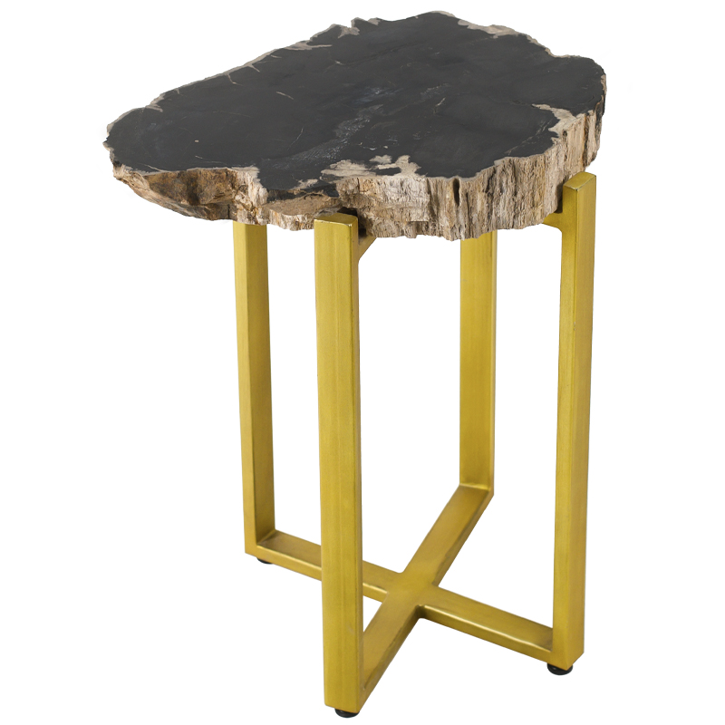 PETRIFIED WOOD COFFEETABLE GOLD S Окаменелое дерево Золотой Бежевый Черный в Сочи | Loft Concept 