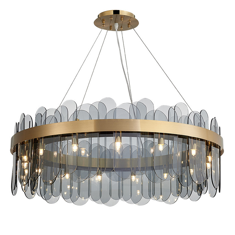 Люстра Blount Chandelier Smokey Латунь Стекло Смок в Сочи | Loft Concept 