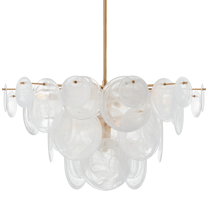 Люстра Disk Textured Glass Chandelier Золотой Белое матовое стекло Люстра Disk Textured Glass Chandelier Золотой Белое матовое стекло в Сочи | Loft Concept