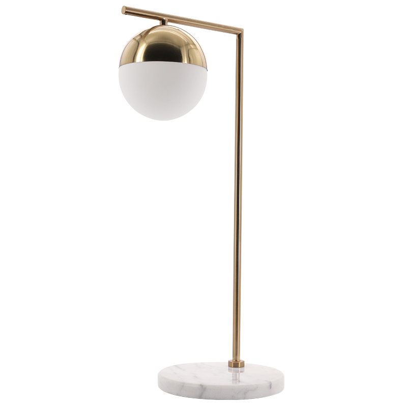 Geneva Glass Table Lamp Globe Латунь Белый Мрамор Bianco в Сочи | Loft Concept 