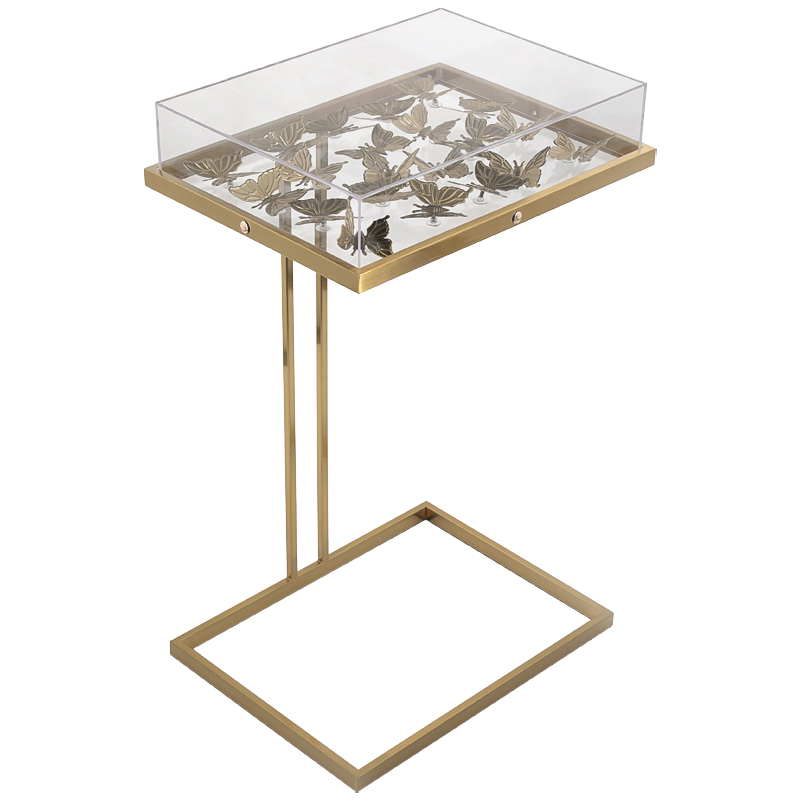 Стол Tommy Mitchell  Butterfly side table Прозрачный Латунь в Сочи | Loft Concept 