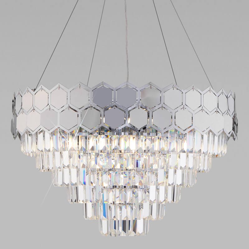 Люстра Hanging Hexagon Moira Chandelier chrome Прозрачный (Transparent) Хром в Сочи | Loft Concept 