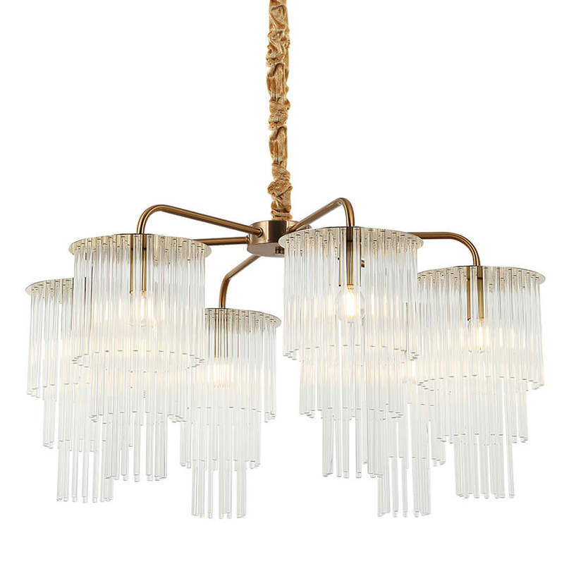 Люстра Harrison Chandelier gold 6 lamp Глянцевое золото Прозрачный в Сочи | Loft Concept 