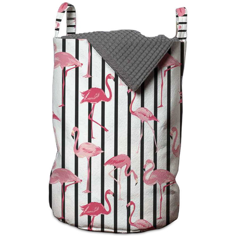 Корзина Flamingo Stripes Basket Черно-белый Розовый пастельный в Сочи | Loft Concept 