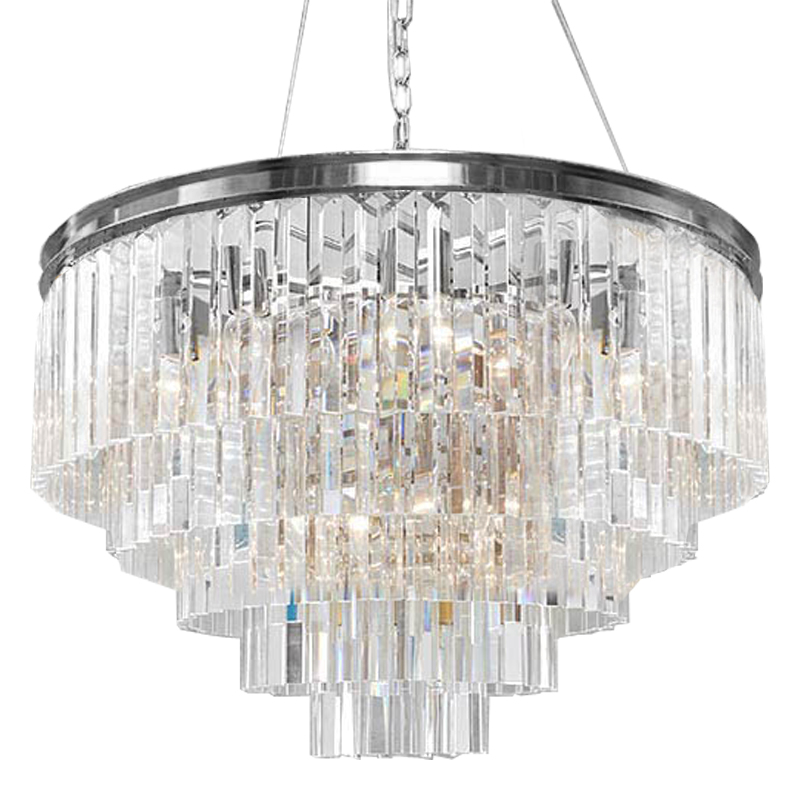 Люстра RH Odeon Chandelier Five Silver 80 Прозрачное Стекло Серебряный в Сочи | Loft Concept 