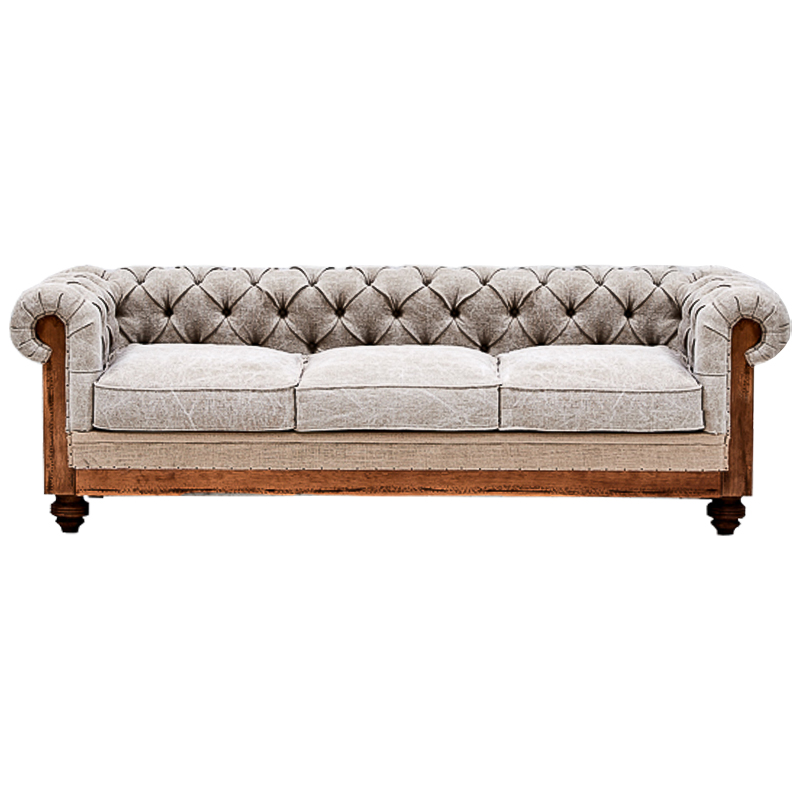 Диван Deconstructed Chesterfield Sofa Triple Gray Серый Бежевый Коричневый в Сочи | Loft Concept 