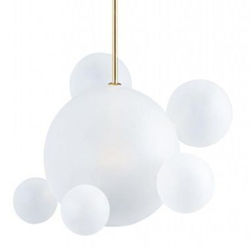 Светильник Giopato & Coombes Bollr Pendant 6 BUBBLE LAMP матовое белое стекло Белый Золотой в Сочи | Loft Concept 