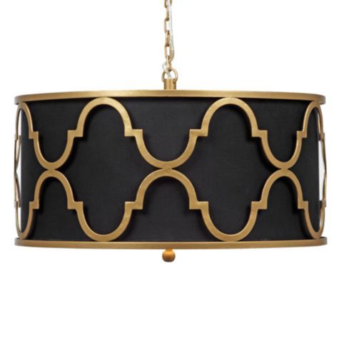 Люстра Black Shade Gold Quatrefoil Overlay Drum Pendant Черный в Сочи | Loft Concept 