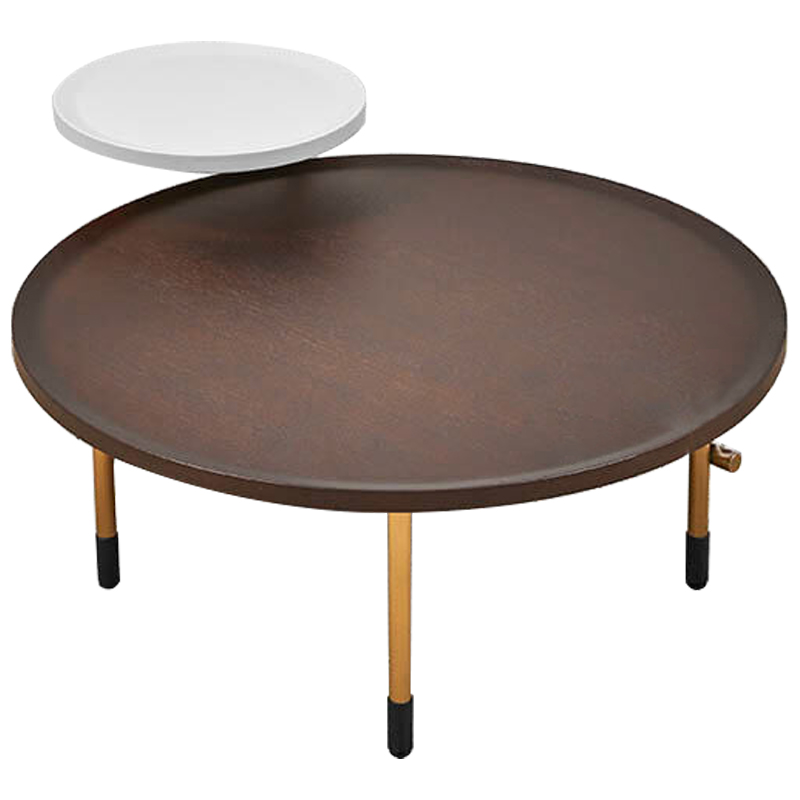 Кофейный стол Alastair Double Round Table Золотой Коричневый Белый в Сочи | Loft Concept 