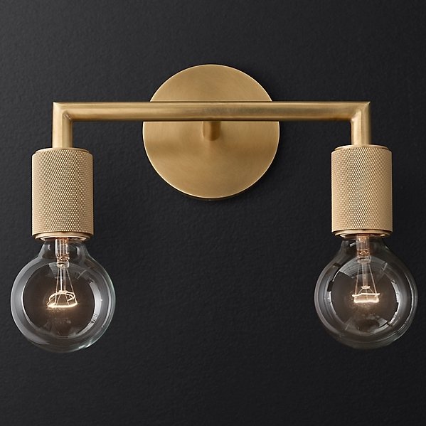 Бра RH Utilitaire Double Sconce Brass Латунь в Сочи | Loft Concept 