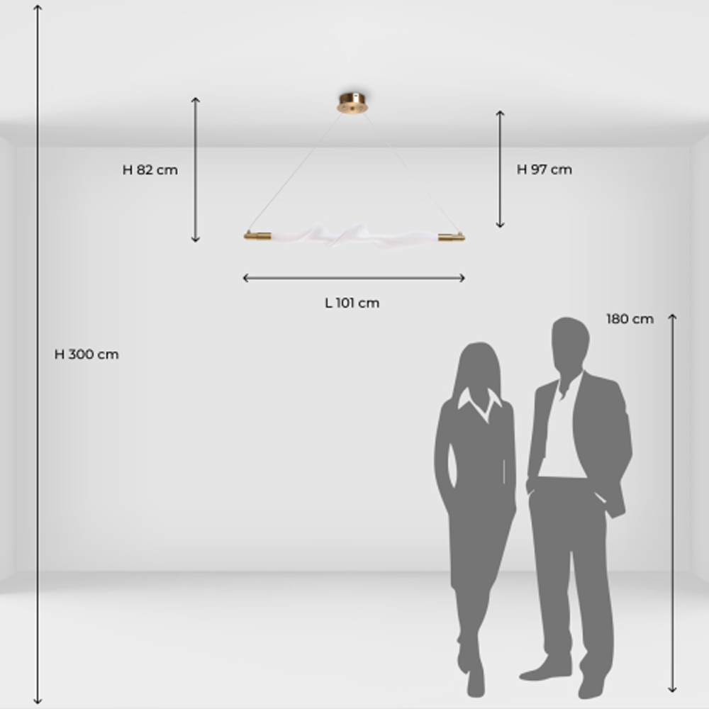 Люстра горизонтальная с волнистым белым плафоном Golden Swirl в Сочи