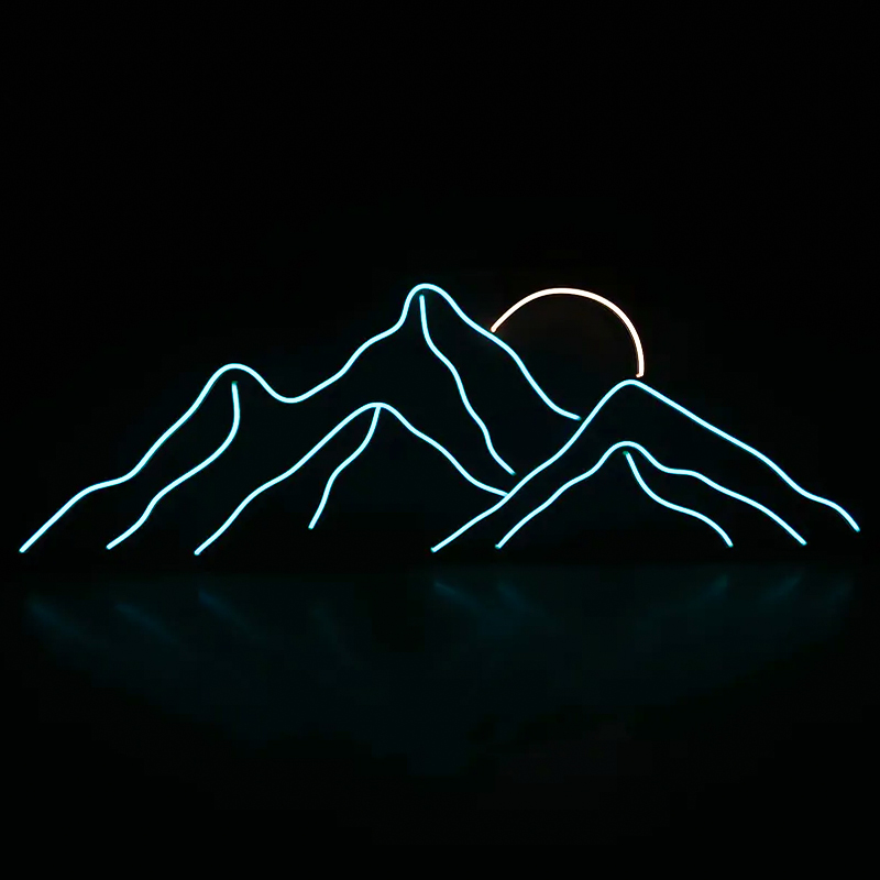 Неоновая настенная лампа Mountains Neon Wall Lamp Прозрачный Бирюзовый Оранжевый в Сочи | Loft Concept 