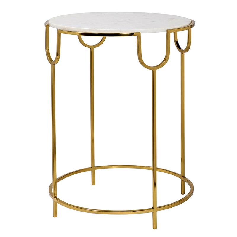 Приставной стол Bettina Side Table Глянцевое золото Белый Мрамор Bianco в Сочи | Loft Concept 