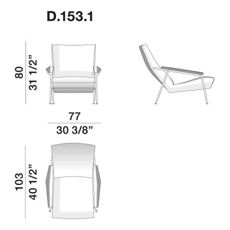 Дизайнерское кресло с подлокотниками Gio Ponti D.153.1 Armchair в Сочи