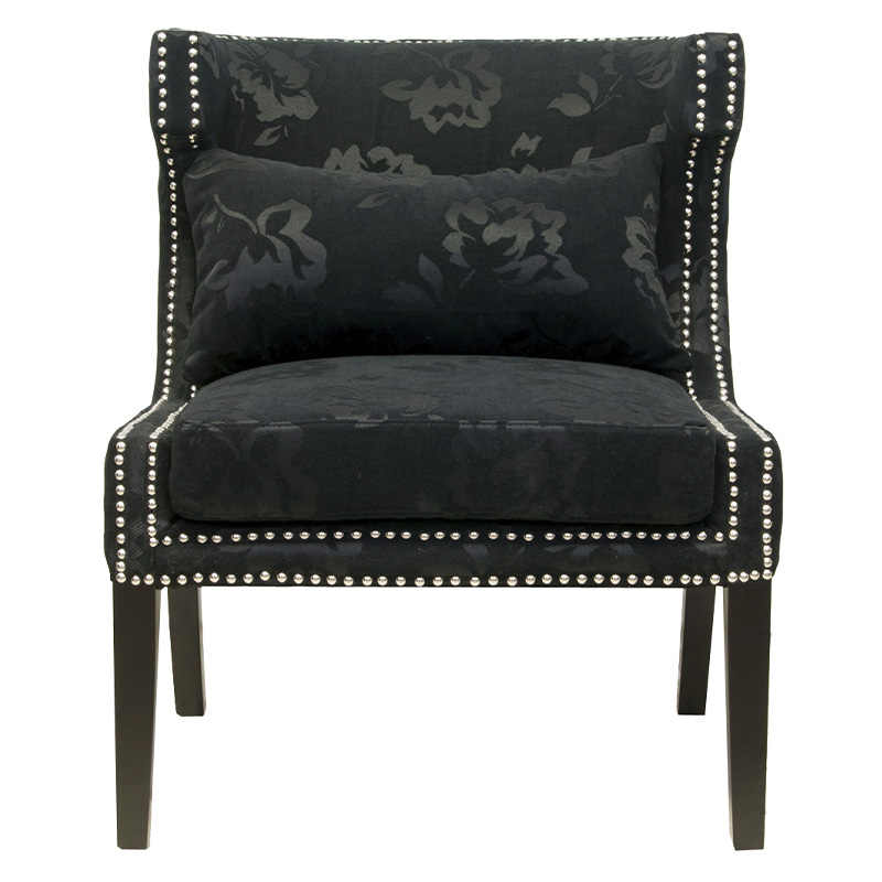 Полукресло с мягкой обивкой из жаккарда на 4-х ножках из массива березы Baroque Armchair black Черный в Сочи | Loft Concept 