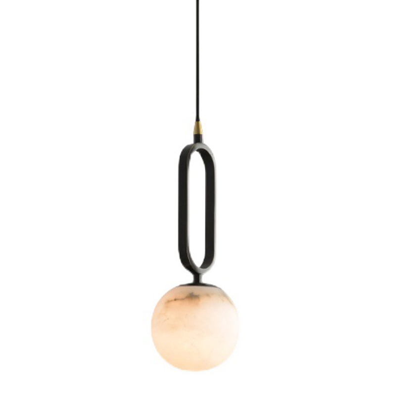 Подвесной светильник Reine Marble Hanging Lamp Черный Белый Мрамор Bianco Латунь в Сочи | Loft Concept 