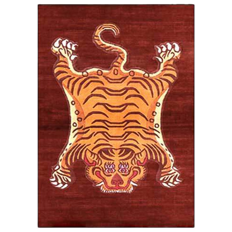 Ковер Тибетский Тигр Tibetan Tiger Rug Red Красный Оранжевый в Сочи | Loft Concept 