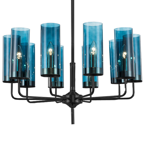 Люстра Black & Blue Glass Tube Chandelier 10 Графитовый Сапфир (Sapphire) в Сочи | Loft Concept 