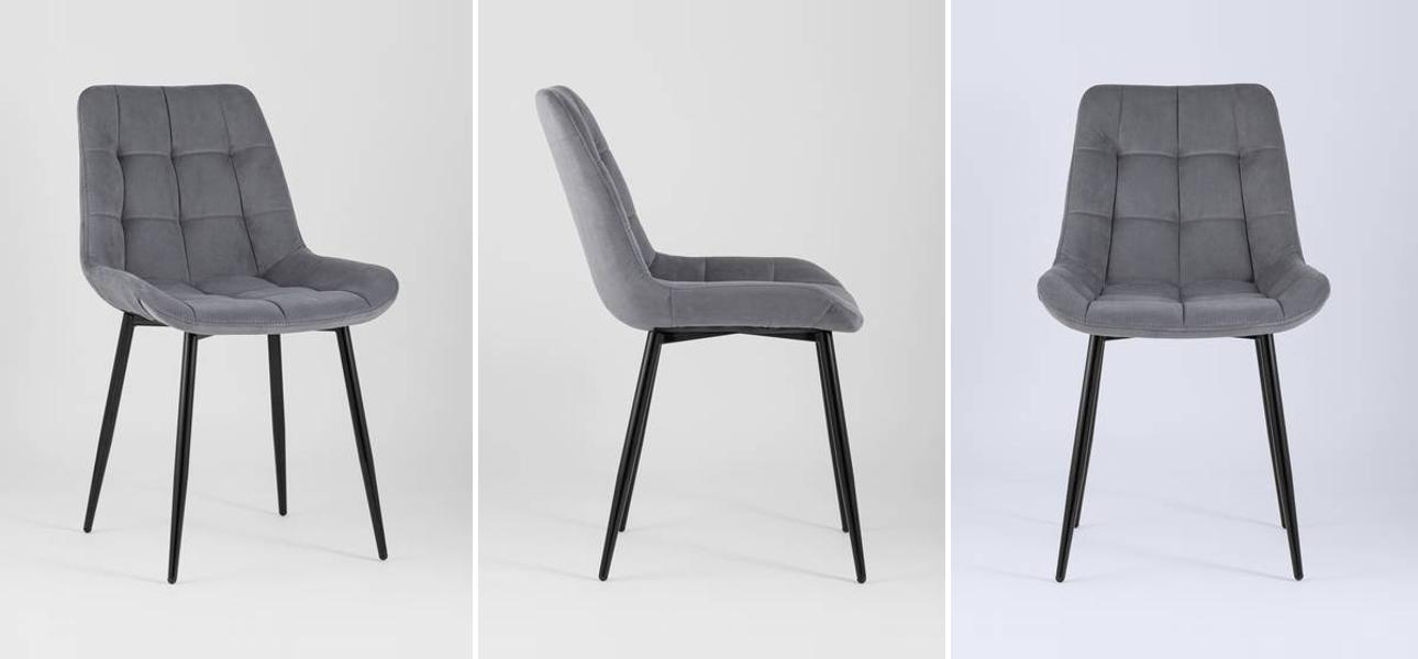 Стул NANCY Chair Серый Цвет Черные Ножки - фото