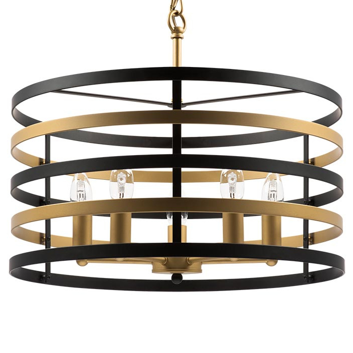 Люстра Gold Stripes Chandelier 5 Черный Золотой в Сочи | Loft Concept 