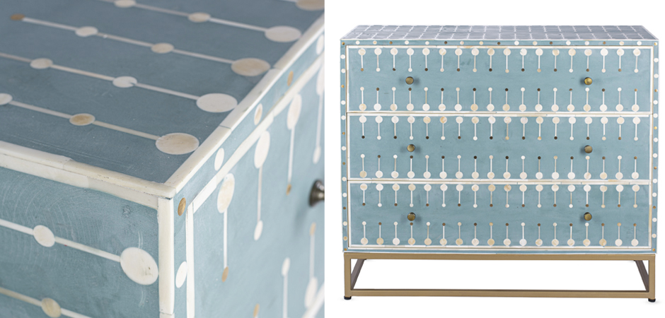 Комод голубой кость BONE INLAY 3 DRAWER Комод голубой кость BONE INLAY 3 DRAWER - Loft-Concept в Сочи