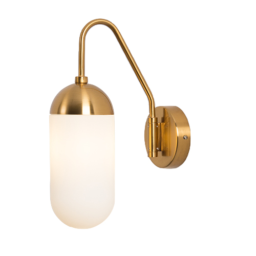 Бра Pelle Sconce short Gooseneck Clear Shade Латунь Белый в Сочи | Loft Concept 